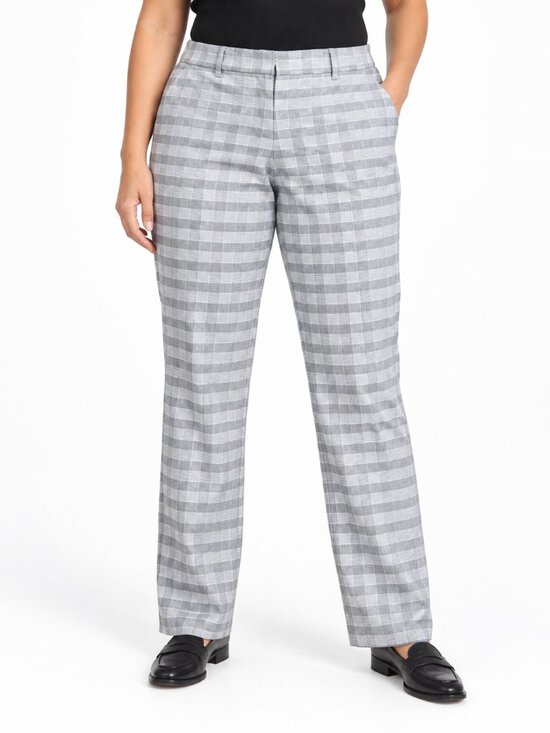 Adrienne Vittadini Pants - Adrienne Vittadini Gray Plaid Straight Leg Pants Size 14